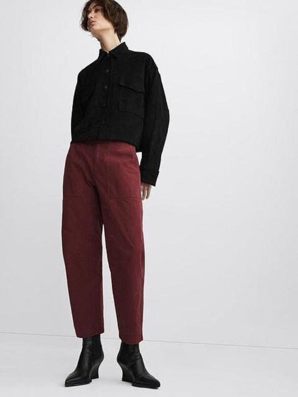 Rag & Bone Leyton Workwear Cotton Pants (Size 2) Burgundy